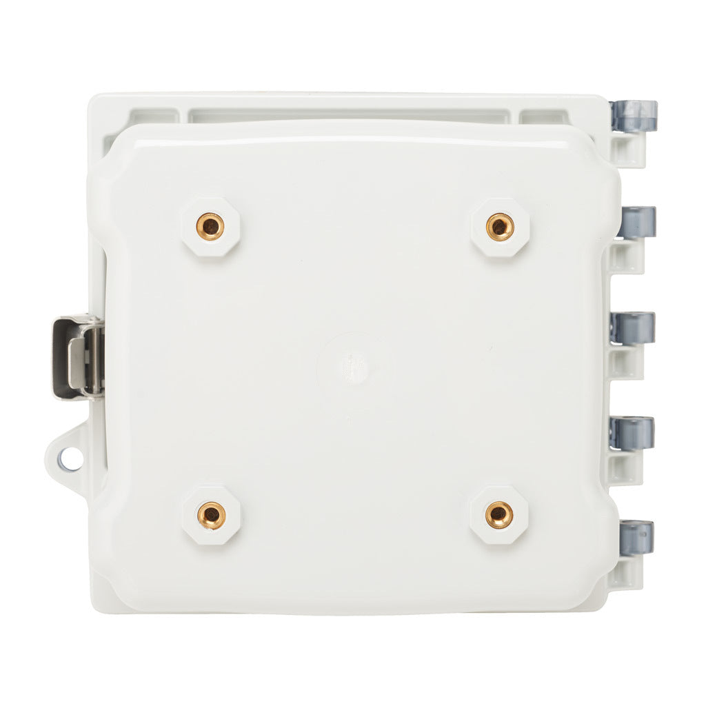 AttaBox Heartland series enclosure, NEMA 1/3R/4/4X/12, 6 x 6 x 4in (HxWxD), wall mount, polycarbonate, Pantone 7541 C light gray, smoked polycarbonate single-door, stainless steel quick-release latch.-AH664CSS