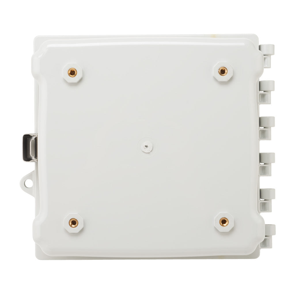 AttaBox Heartland series enclosure, NEMA 1/3R/4/4X/12, 8 x 8 x 4in (HxWxD), wall mount, polycarbonate, Pantone 7541 C light gray, single-door, stainless steel quick-release latch.-AH884SS