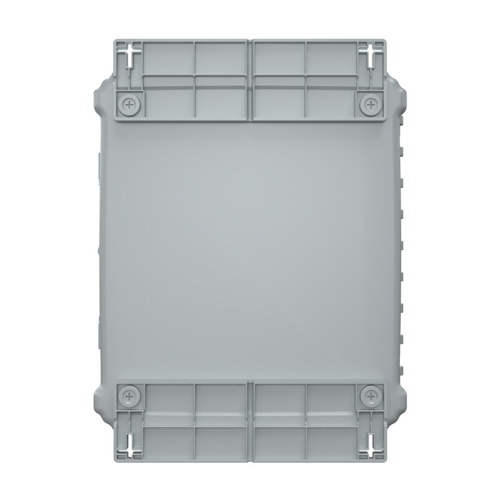 AttaBox Heartland series enclosure, NEMA 1/3R/4/4X/12, 14 x 12 x 6in (HxWxD), wall mount, polycarbonate, Pantone 7541 C light gray, single-door, polycarbonate quick-release latch.-AHF14126