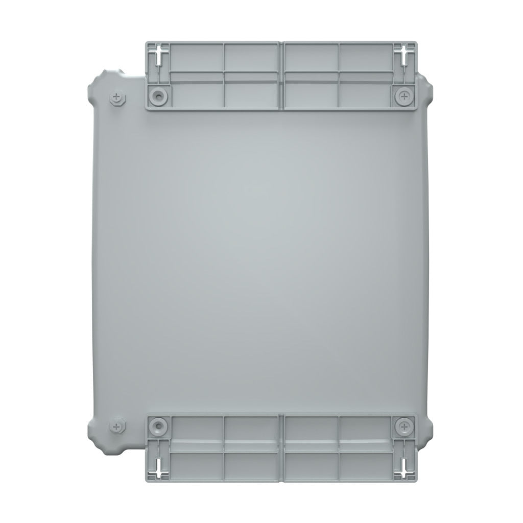 AttaBox Heartland series enclosure, NEMA 1/3R/4/4X/12, 18 x 16 x 10in (HxWxD), wall mount, polycarbonate, Pantone 7541 C light gray, smoked polycarbonate single-door, polycarbonate quick-release latch.-AHF181610C