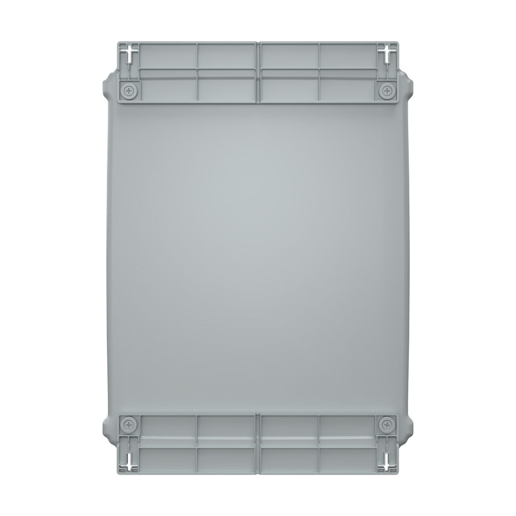 AttaBox Heartland series enclosure, NEMA 1/3R/4/4X/12, 20 x 16 x 8in (HxWxD), wall mount, polycarbonate, Pantone 7541 C light gray, smoked polycarbonate single-door, polycarbonate quick-release latch.-AHF20168C