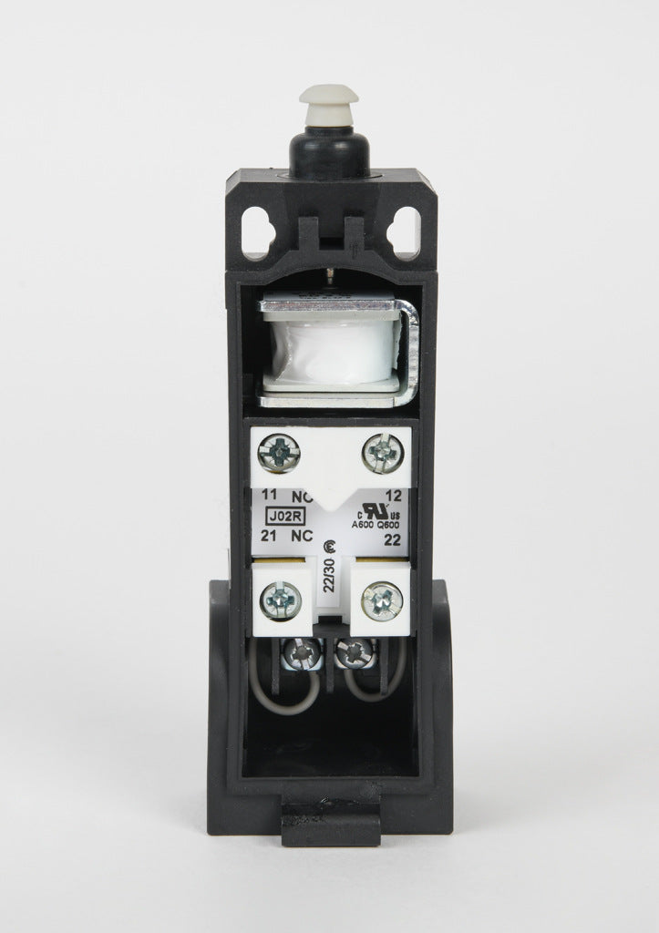 AchieVe IEC limit switch, plastic plunger, (2) N.C. contact(s), snap action, solenoid or manual reset, 20-22mm hole spacing, plastic, (2) PG11 and (1) 1/2in NPT cable entries.-AHP2R002J02-024