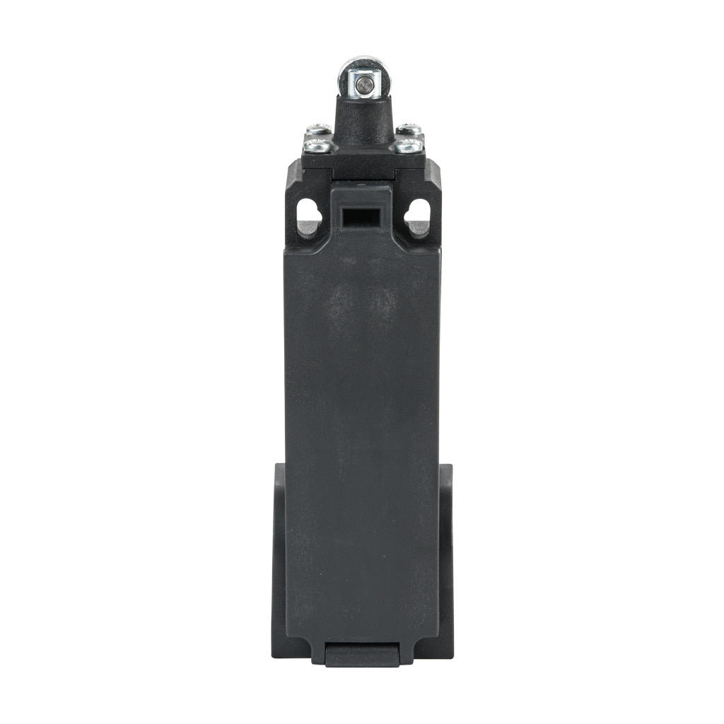 AchieVe IEC limit switch, metal plunger with metal roller, 90-degree adjustable head, (2) N.C. contact(s), snap action, solenoid reset, 20-22mm hole spacing, plastic, (2) PG11 and (1) 1/2in NPT cable entries.-AHP2T12J02-024