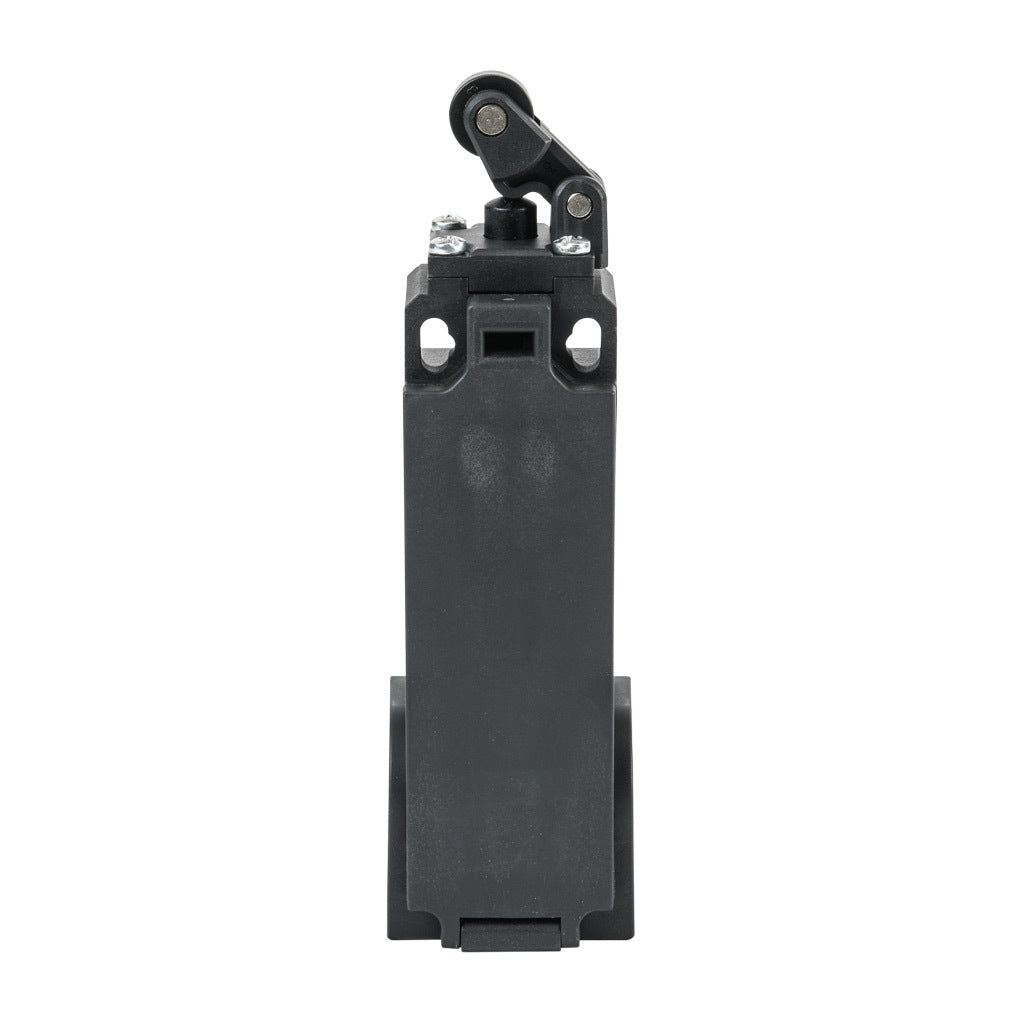 AchieVe IEC limit switch, one-way horizontal lever with 12.5mm plastic roller, 90-degree adjustable head, (2) N.C. contact(s), snap action, solenoid reset, 20-22mm hole spacing, plastic, (2) PG11 and (1) 1/2in NPT cable entries.-AHP2T30J02-024