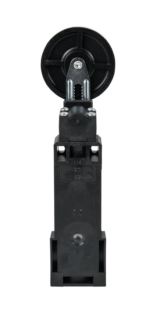AchieVe IEC limit switch, side rotary 2mm step adjustable lever with 50mm nylon roller, 90-degree adjustable head, (2) N.C. contact(s), snap action, solenoid reset, 20-22mm hole spacing, plastic, (2) PG11 and (1) 1/2in NPT cable entries.-AHP2T5200J02-024