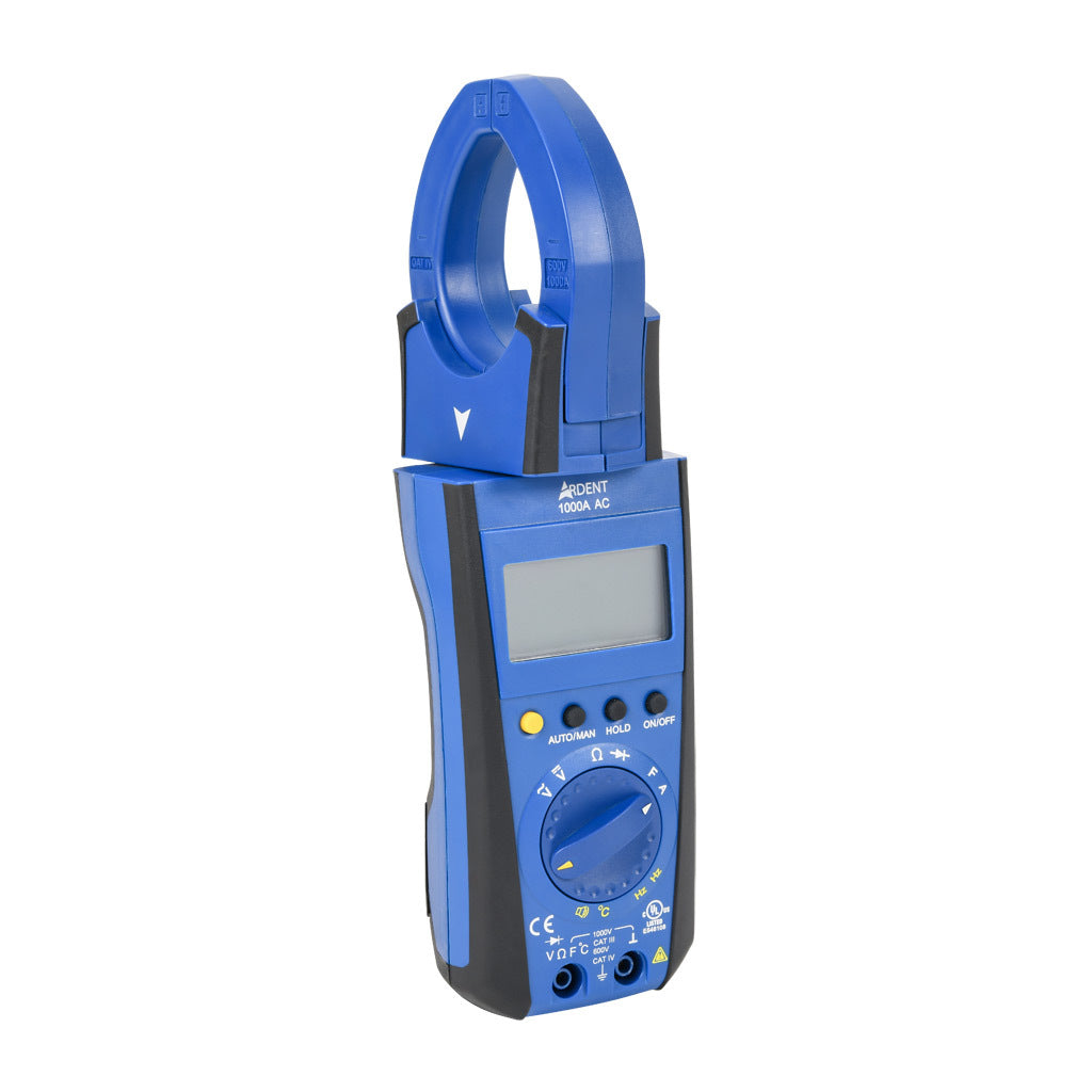 ARDENT clamp meter, AC/DC voltage, AC current, resistance, capacitance, frequency and temperature, 1000A, CAT IV 600V/CAT lll 1000V.-ARD-CM1000AC