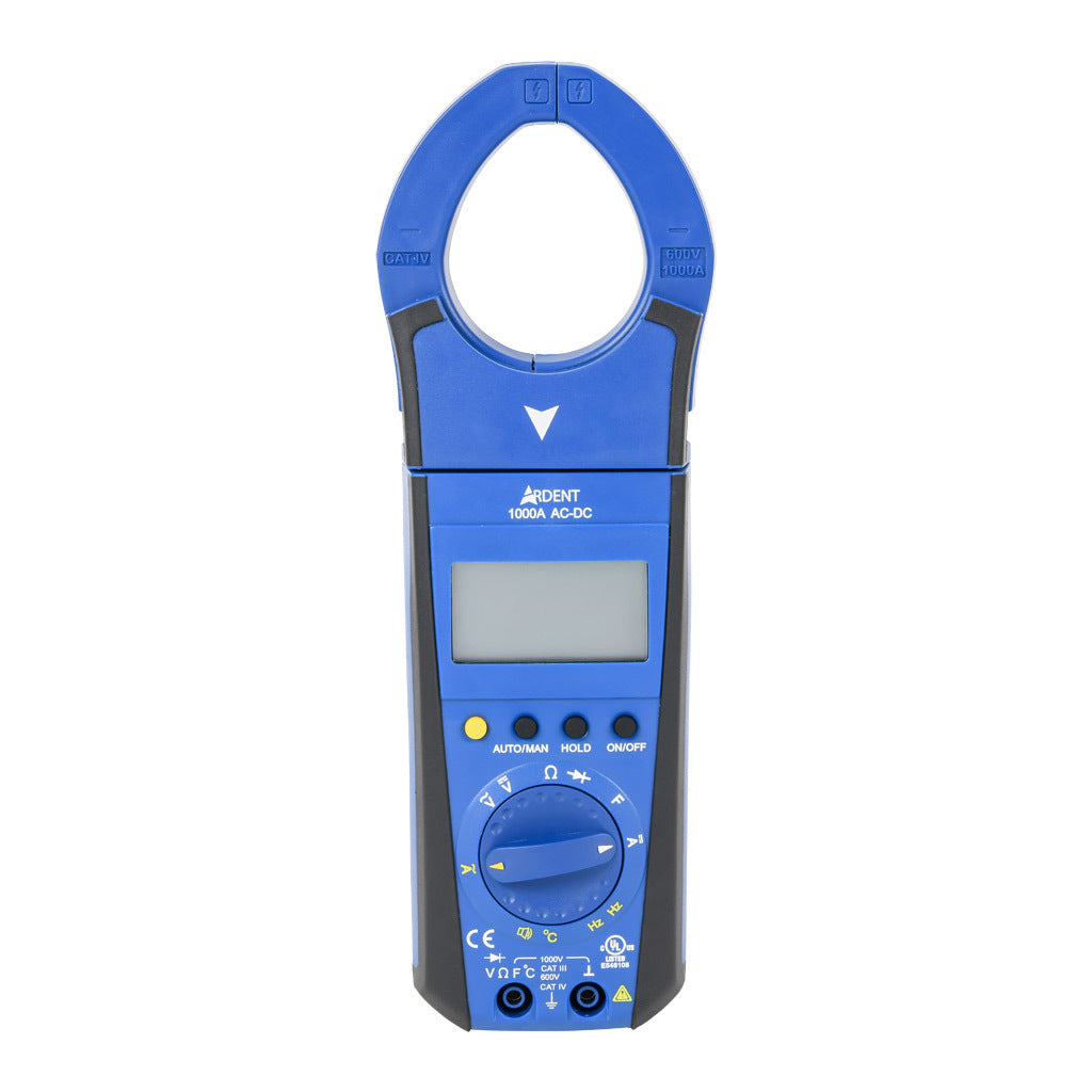ARDENT clamp meter, AC/DC voltage, AC/DC current, resistance, capacitance, frequency and temperature, 1000A, CAT IV 600V/CAT lll 1000V, True RMS.-ARD-CM1000ACDC