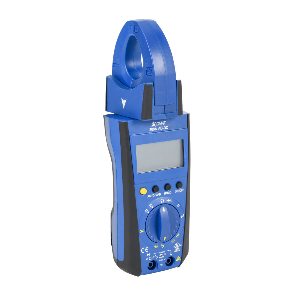 ARDENT clamp meter, AC/DC voltage, AC/DC current, resistance, capacitance, frequency and temperature, 300A, CAT IV 600V/CAT lll 1000V, True RMS.-ARD-CM300ACDC