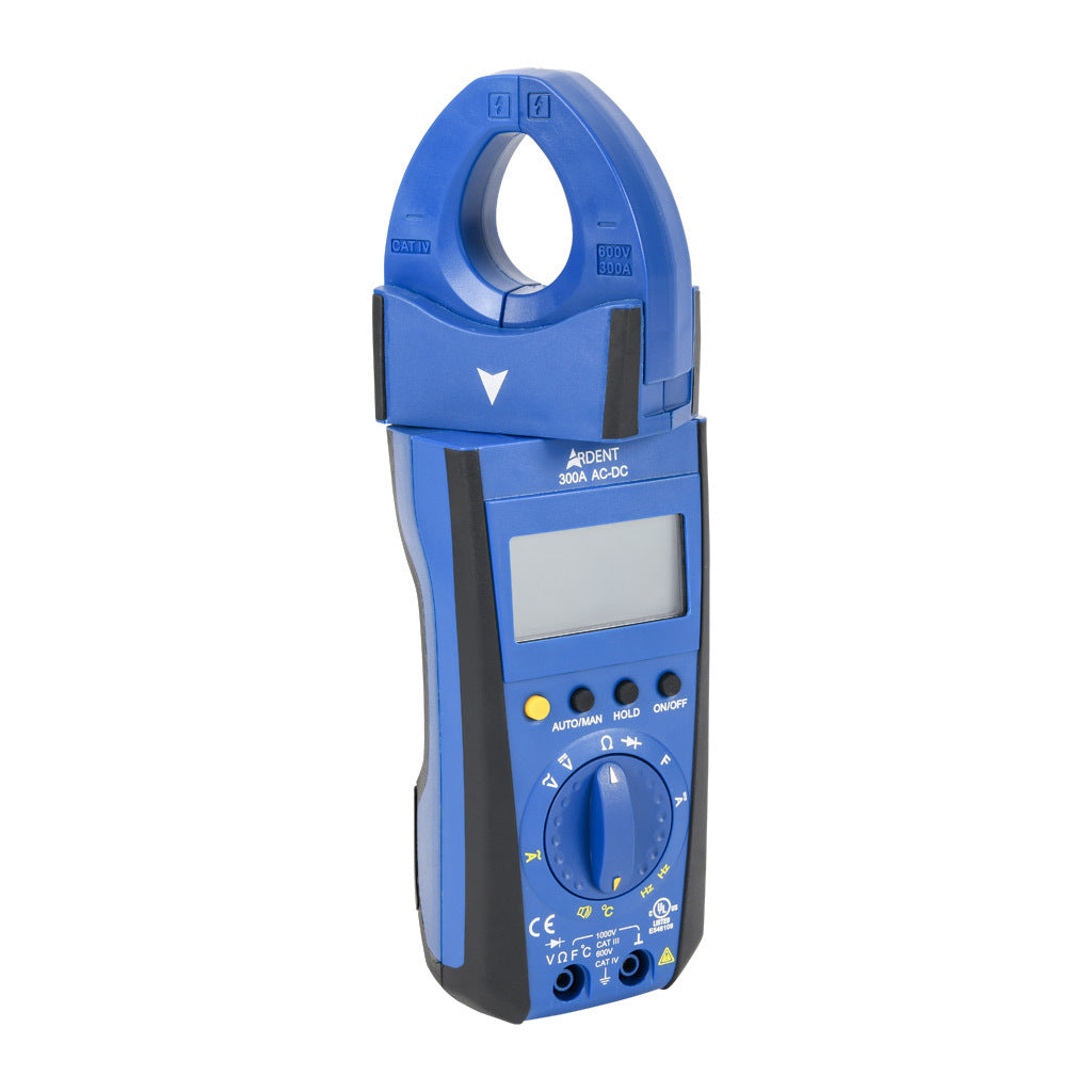 ARDENT clamp meter, AC/DC voltage, AC/DC current, resistance, capacitance, frequency and temperature, 300A, CAT IV 600V/CAT lll 1000V, True RMS.-ARD-CM300ACDC