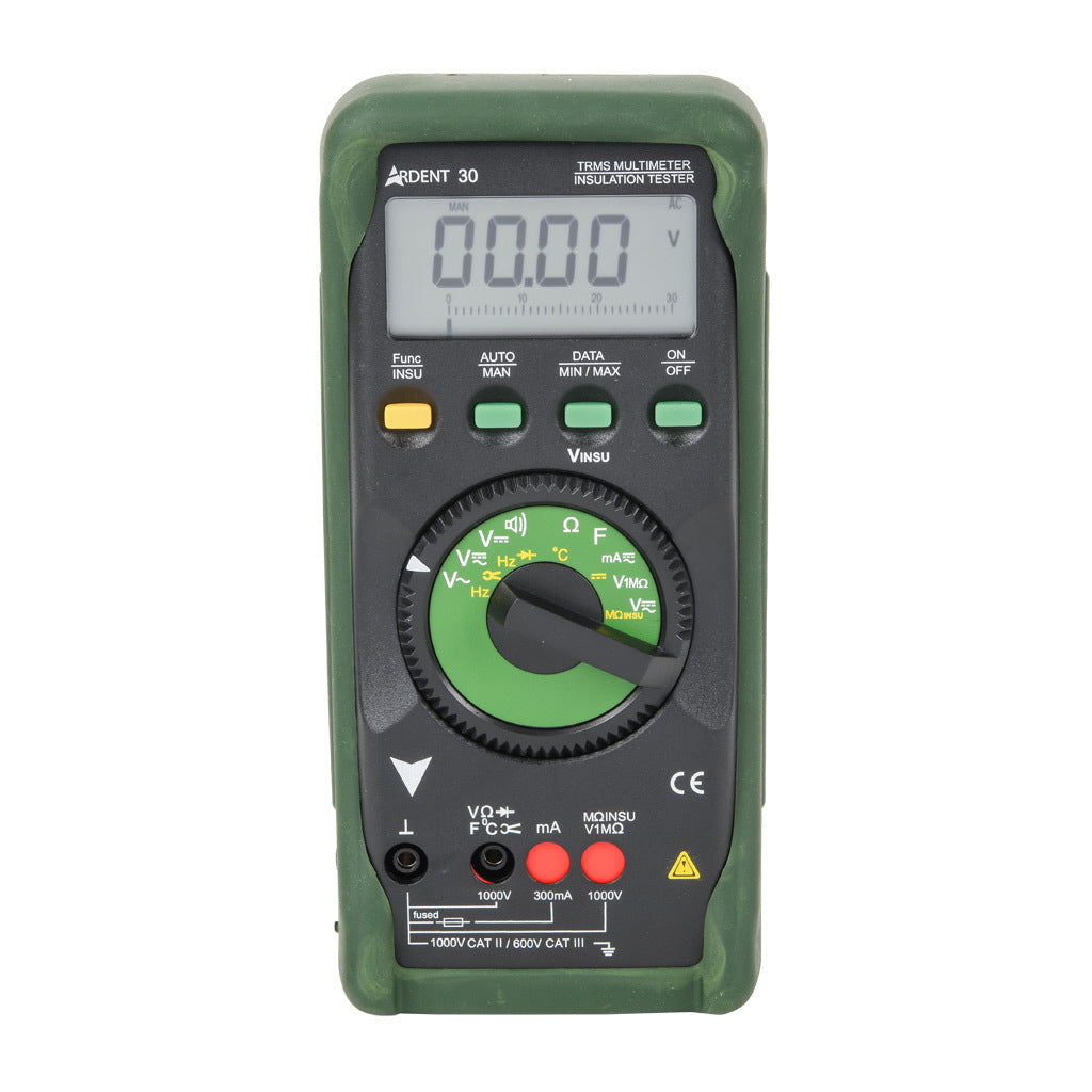 ARDENT insulation tester, AC/DC voltage, AC/DC current, resistance, continuity, capacitance, frequency and temperature, 300A, CAT III 600V/CAT II 1000V, True RMS.-ARD-IT30