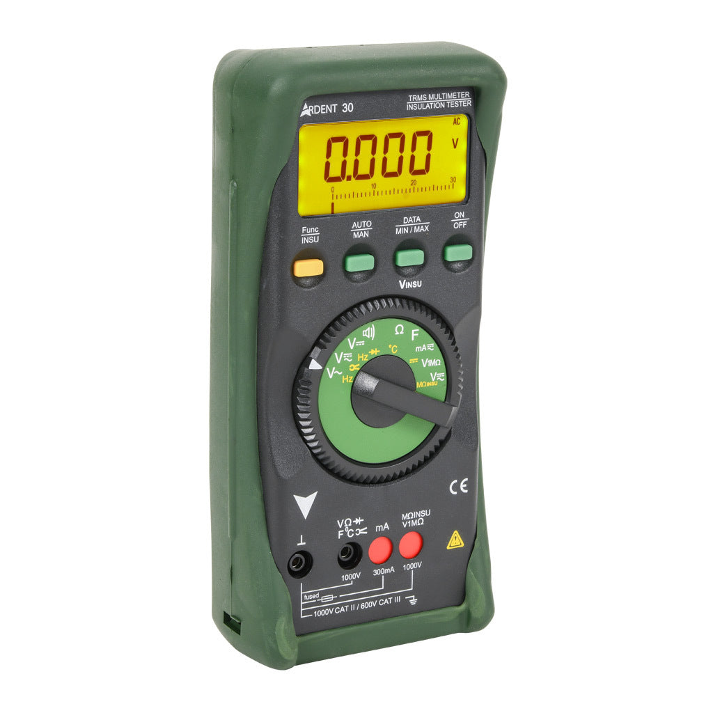 ARDENT insulation tester, AC/DC voltage, AC/DC current, resistance, continuity, capacitance, frequency and temperature, 300A, CAT III 600V/CAT II 1000V, True RMS.-ARD-IT30