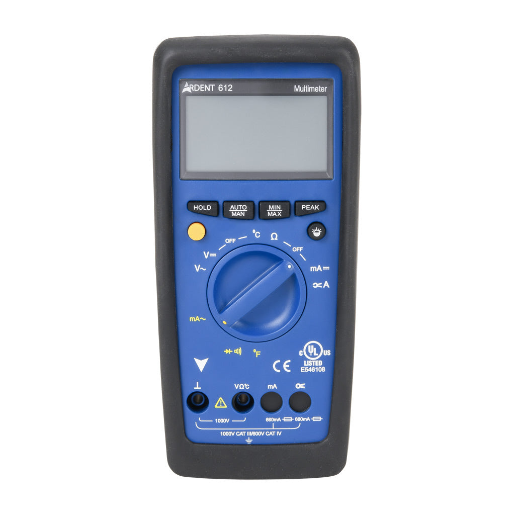 ARDENT multimeter, AC/DC voltage, AC/DC current, resistance, continuity and temperature, 660A, CAT IV 600V/CAT lll 1000V.-ARD-MM612