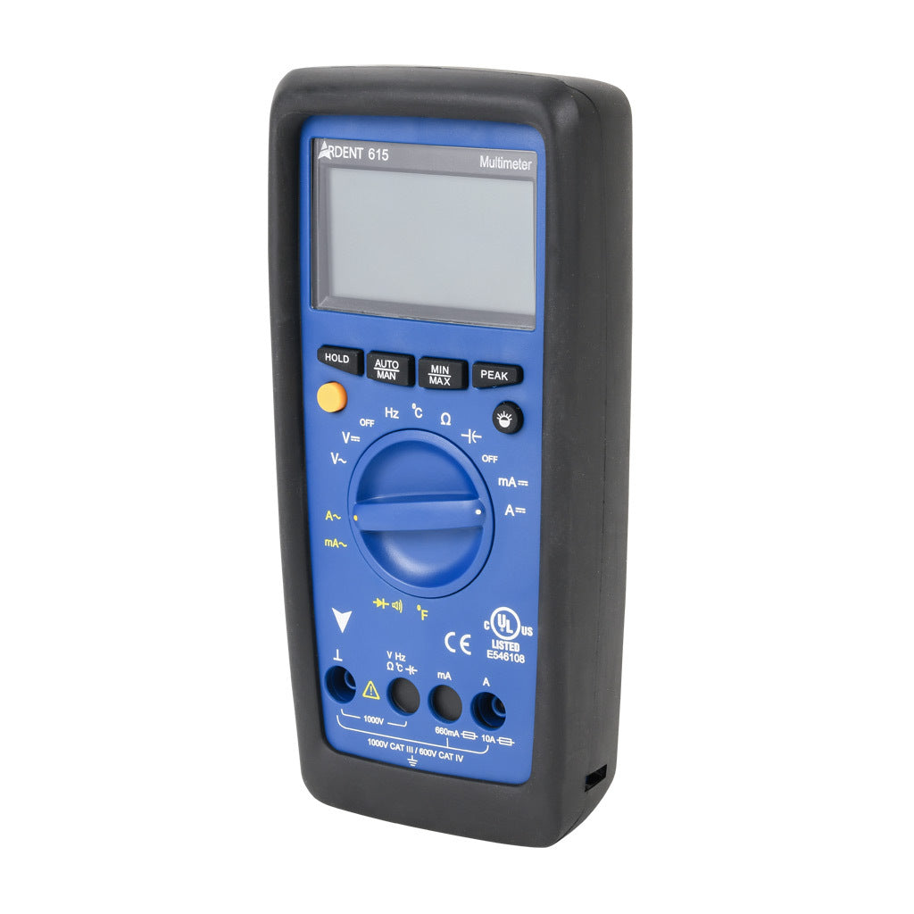 ARDENT multimeter, AC/DC voltage, AC/DC current, resistance, continuity, capacitance, frequency and temperature, 10A, CAT IV 600V/CAT lll 1000V.-ARD-MM615