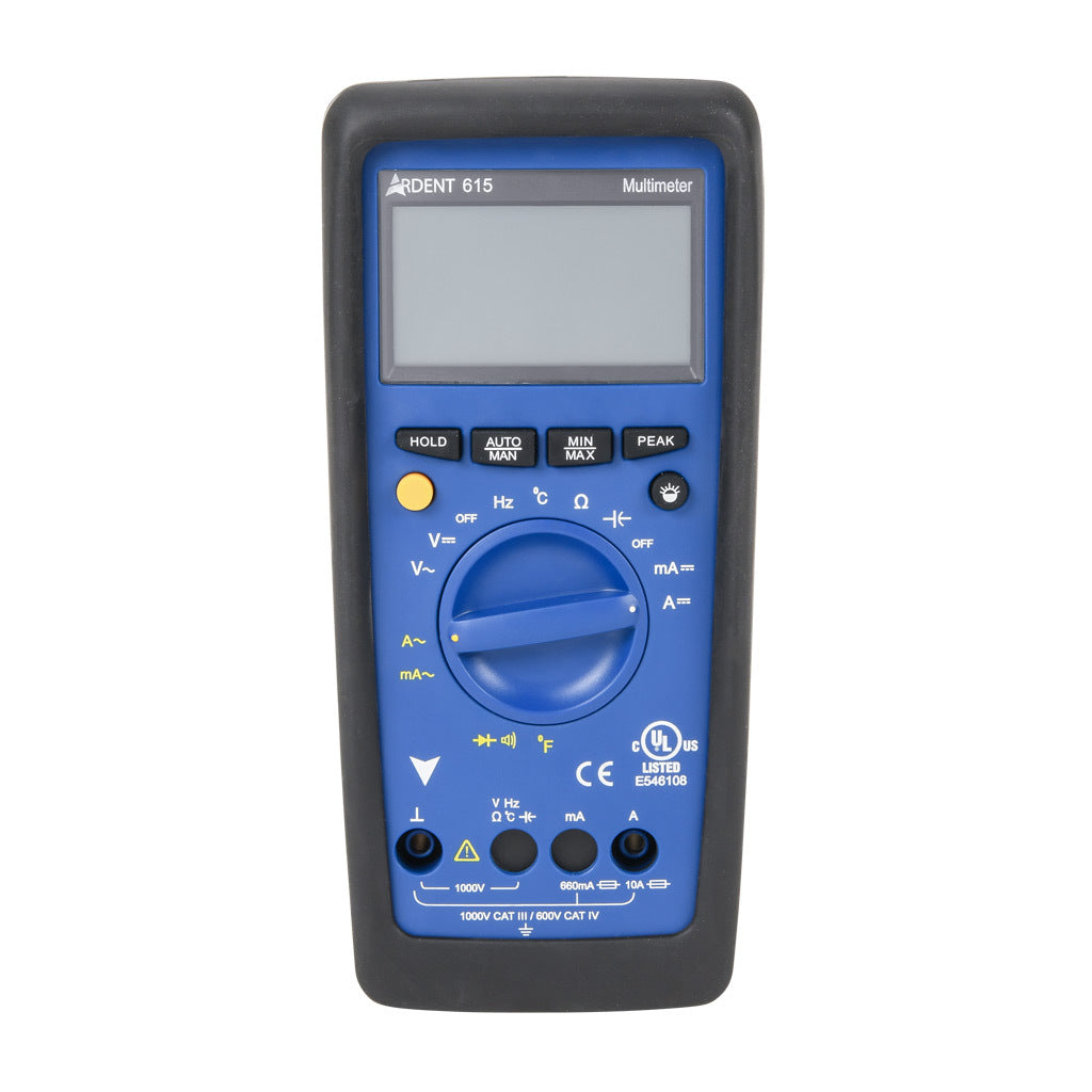 ARDENT multimeter, AC/DC voltage, AC/DC current, resistance, continuity, capacitance, frequency and temperature, 10A, CAT IV 600V/CAT lll 1000V.-ARD-MM615