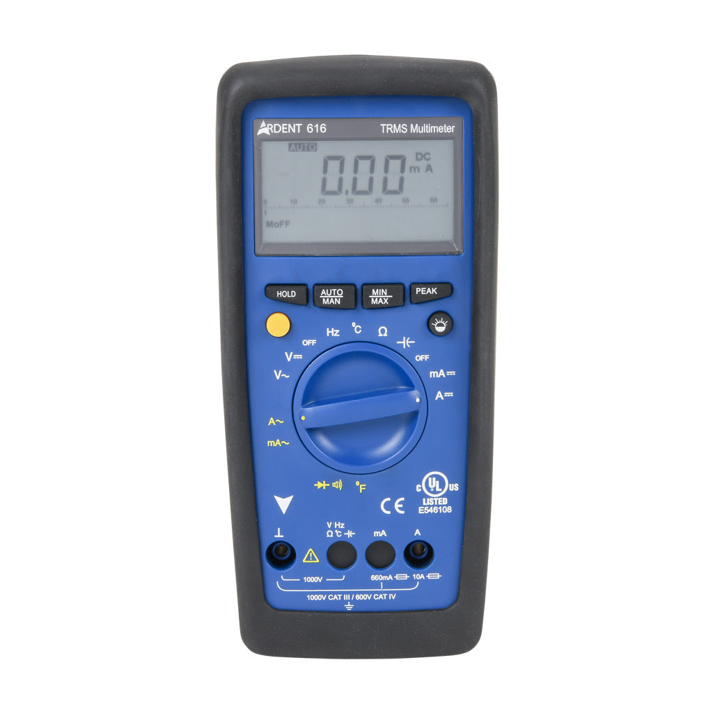 ARDENT multimeter, AC/DC voltage, AC/DC current, resistance, continuity, capacitance, frequency and temperature, 10A, CAT IV 600V/CAT lll 1000V, True RMS.-ARD-MM616