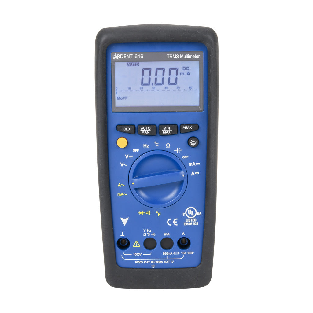 ARDENT multimeter, AC/DC voltage, AC/DC current, resistance, continuity, capacitance, frequency and temperature, 10A, CAT IV 600V/CAT lll 1000V, True RMS.-ARD-MM616