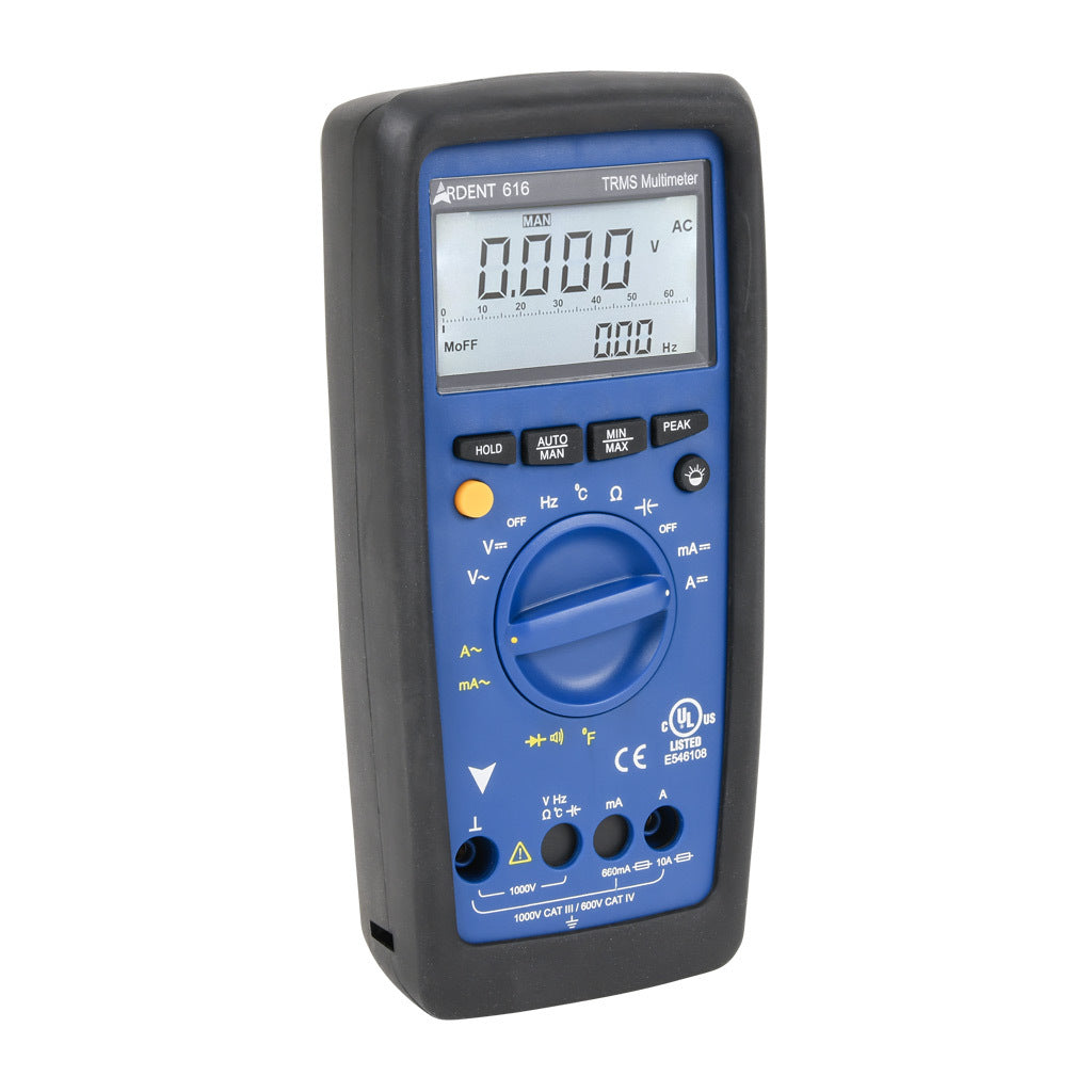 ARDENT multimeter, AC/DC voltage, AC/DC current, resistance, continuity, capacitance, frequency and temperature, 10A, CAT IV 600V/CAT lll 1000V, True RMS.-ARD-MM616