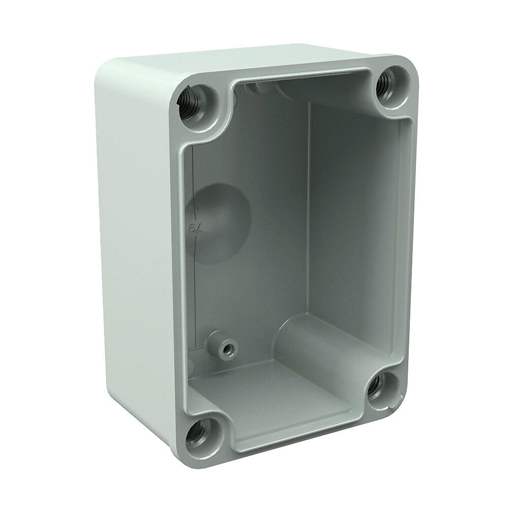 AttaBox Commander series pushbutton enclosure, 1 hole, 22mm, NEMA 1/3R/4X/6P/12, 4 x 3 x 2in (HxWxD), wall mount, polycarbonate, light gray, gloss finish, screw cover.-COPC1PB22