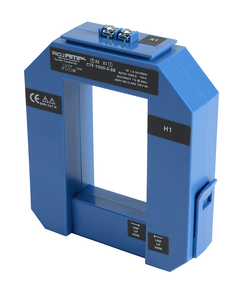 AcuAMP AC current transformer, split core, 1000A primary, 5A secondary, 2.36 x 3.49in sensing window, 1% accuracy, screw terminal.-CTF-1000-5-SB