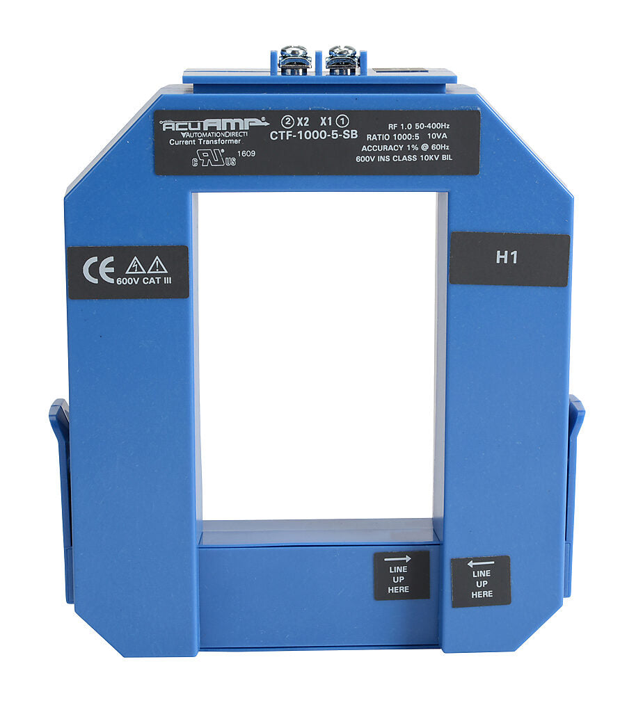 AcuAMP AC current transformer, split core, 1000A primary, 5A secondary, 2.36 x 3.49in sensing window, 1% accuracy, screw terminal.-CTF-1000-5-SB