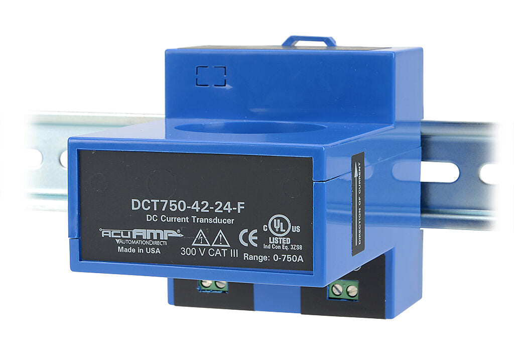 AcuAMP DC current transducer, large aperture fixed core, 0-750A sensing range, 4-20 mA output.-DCT750-42-24-F