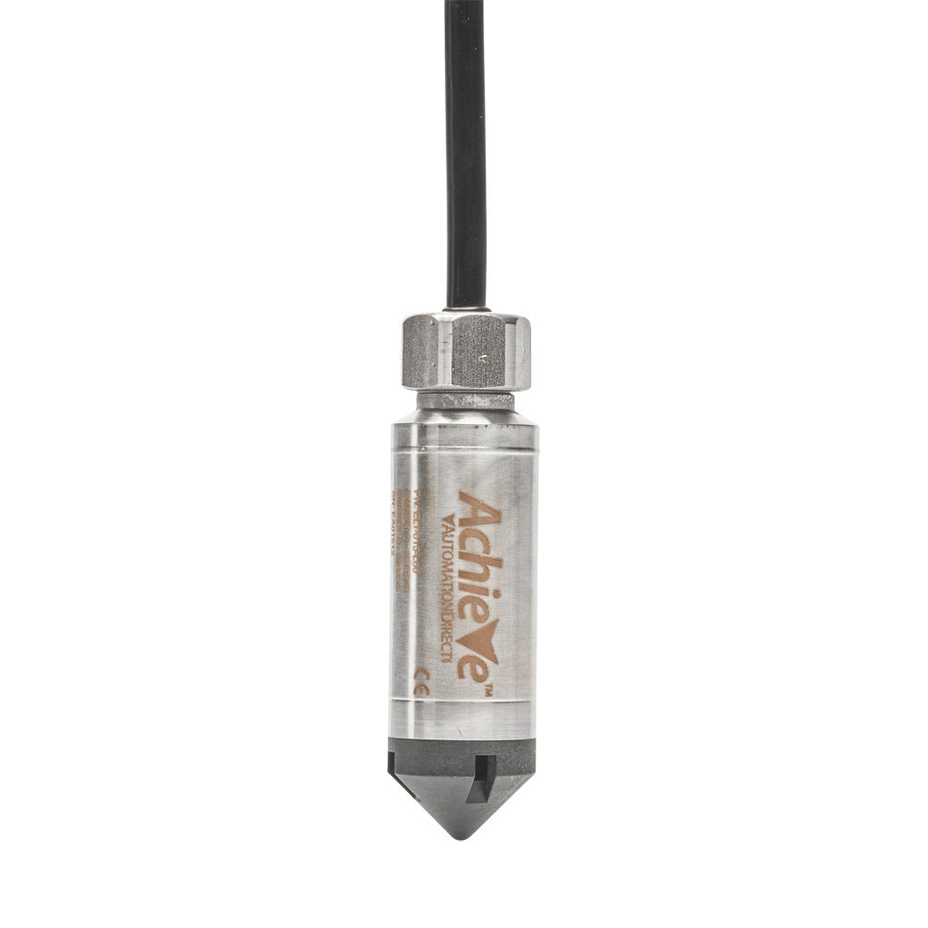 AchieVe hydrostatic submersible level transmitter, 0 to 15 psig (34.6ft of water column) sensing range, Output: 1-channel, output current signal range(s) of 4-20 mA, 0.825in diameter housing, shielded and vented 60ft cable.-ELT-015-L60
