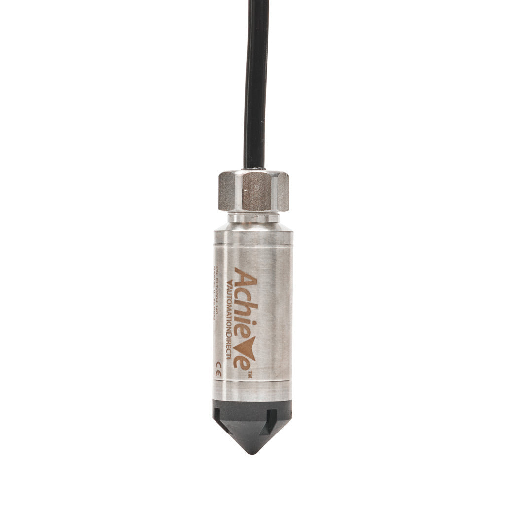AchieVe hydrostatic submersible level transmitter, 0 to 50 psig (115.5ft of water column) sensing range, Output: 1-channel, output current signal range(s) of 4-20 mA, 0.825in diameter housing, shielded and vented 140ft cable.-ELT-050-L140