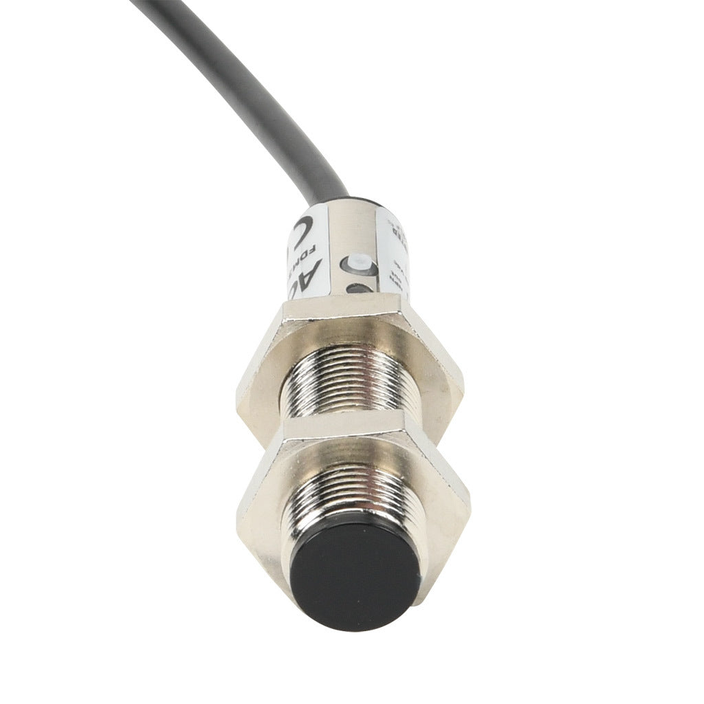 AchieVe photoelectric sensor, tubular, threaded, diffuse, infrared, 100mm sensing distance, selectable light-on/dark-on, NPN, 1 kHz switching frequency, teach-in button, metal housing, pigtail.-FDM3-0N-1A