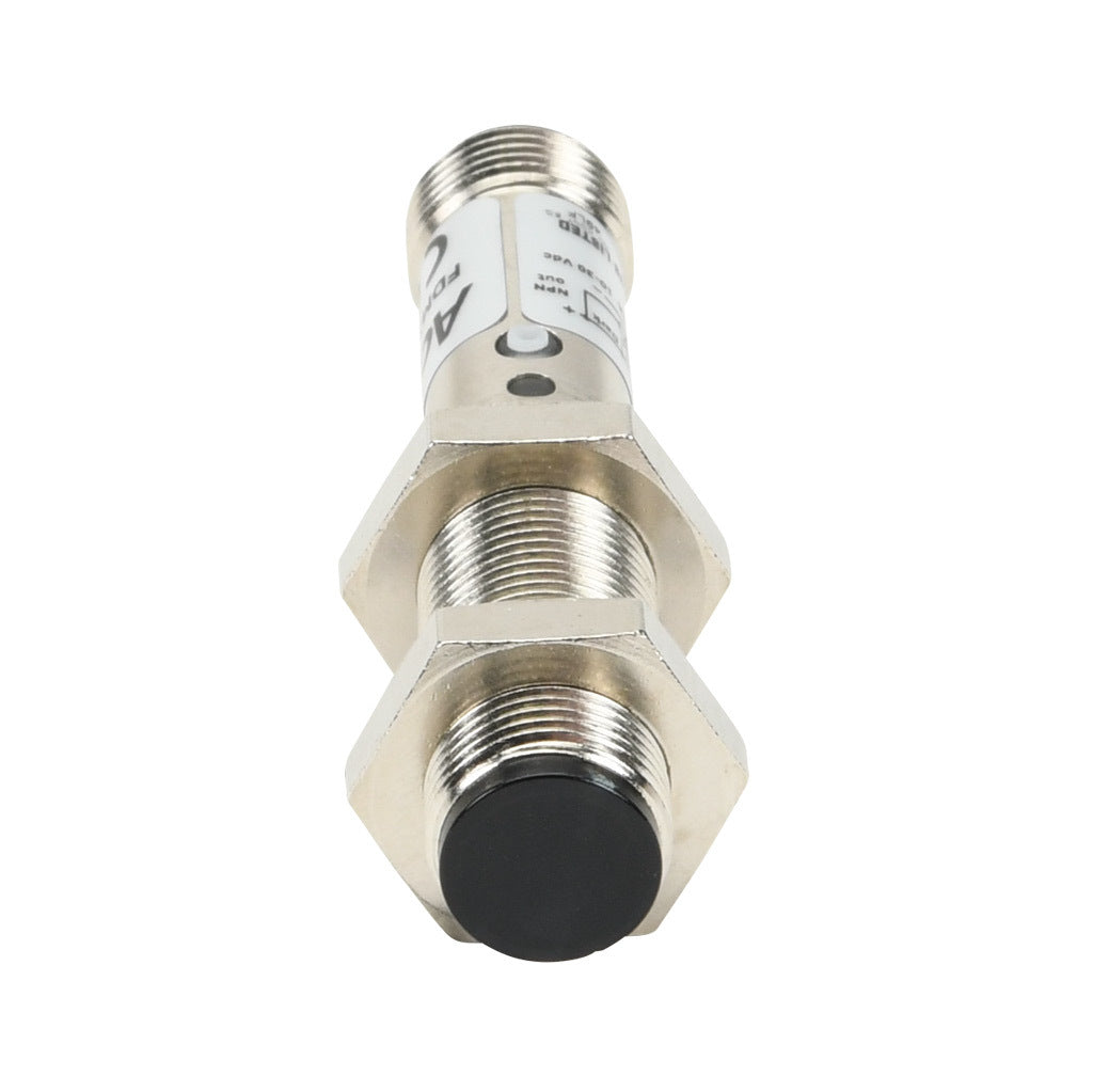 AchieVe photoelectric sensor, tubular, threaded, diffuse, infrared, 100mm sensing distance, selectable light-on/dark-on, NPN, 1 kHz switching frequency, teach-in button, metal housing, 4-pin M12 quick-disconnect.-FDM3-0N-1H