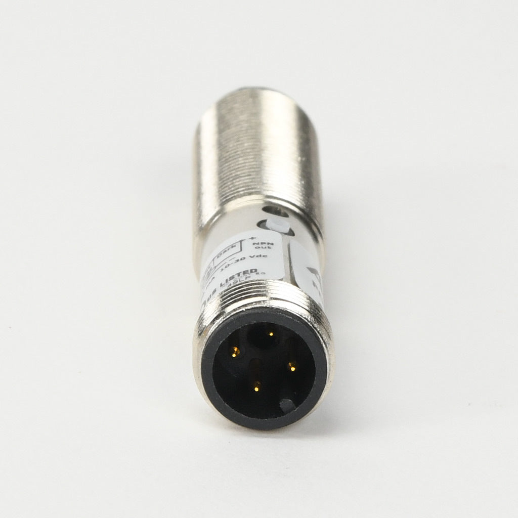 AchieVe photoelectric sensor, tubular, threaded, diffuse, infrared, 100mm sensing distance, selectable light-on/dark-on, NPN, 1 kHz switching frequency, teach-in button, metal housing, 4-pin M12 quick-disconnect.-FDM3-0N-1H