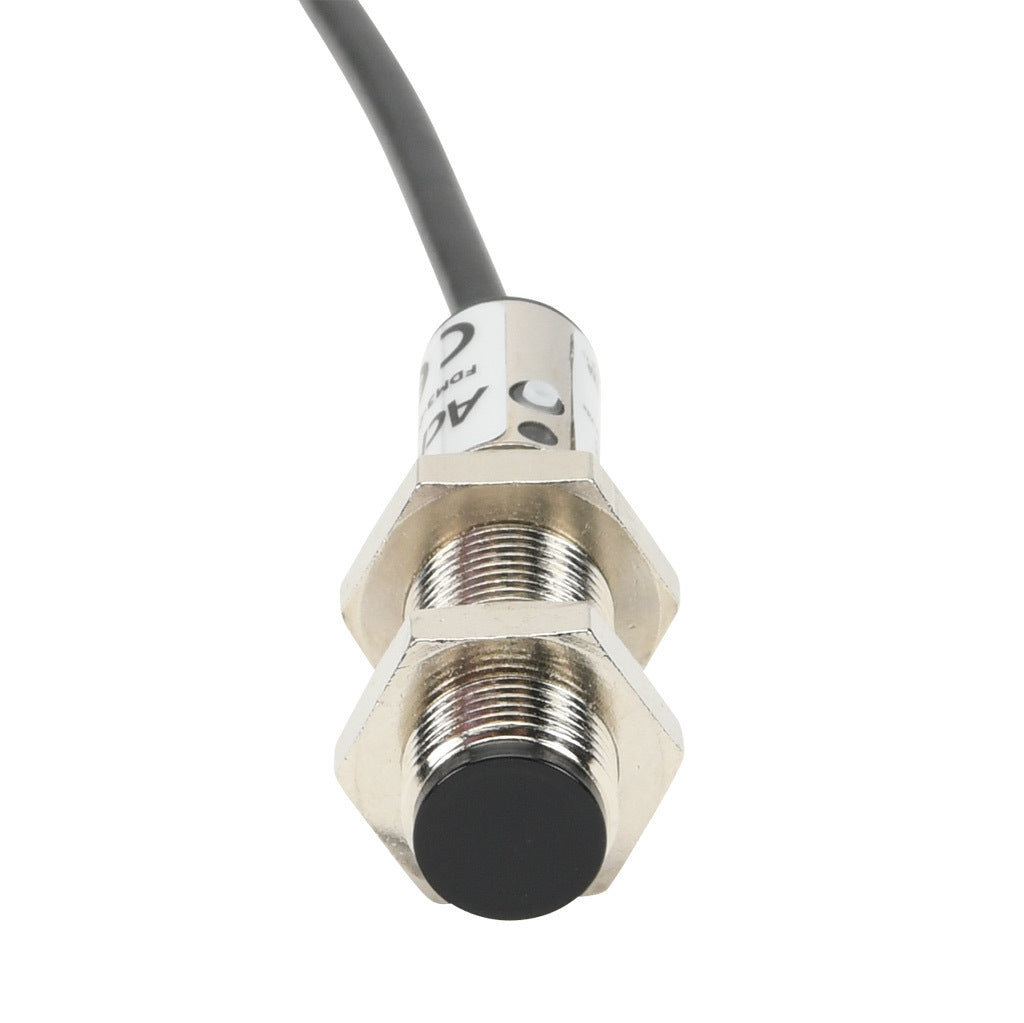 AchieVe photoelectric sensor, tubular, threaded, diffuse, infrared, 100mm sensing distance, selectable light-on/dark-on, PNP, 1 kHz switching frequency, teach-in button, metal housing, pigtail.-FDM3-0P-1A