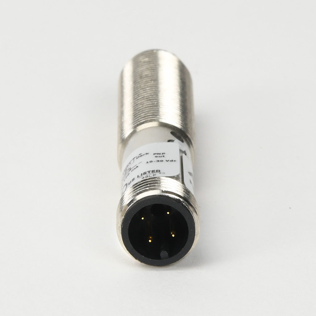 AchieVe photoelectric sensor, tubular, threaded, diffuse, infrared, 100mm sensing distance, selectable light-on/dark-on, PNP, 1 kHz switching frequency, teach-in button, metal housing, 4-pin M12 quick-disconnect.-FDM3-0P-1H