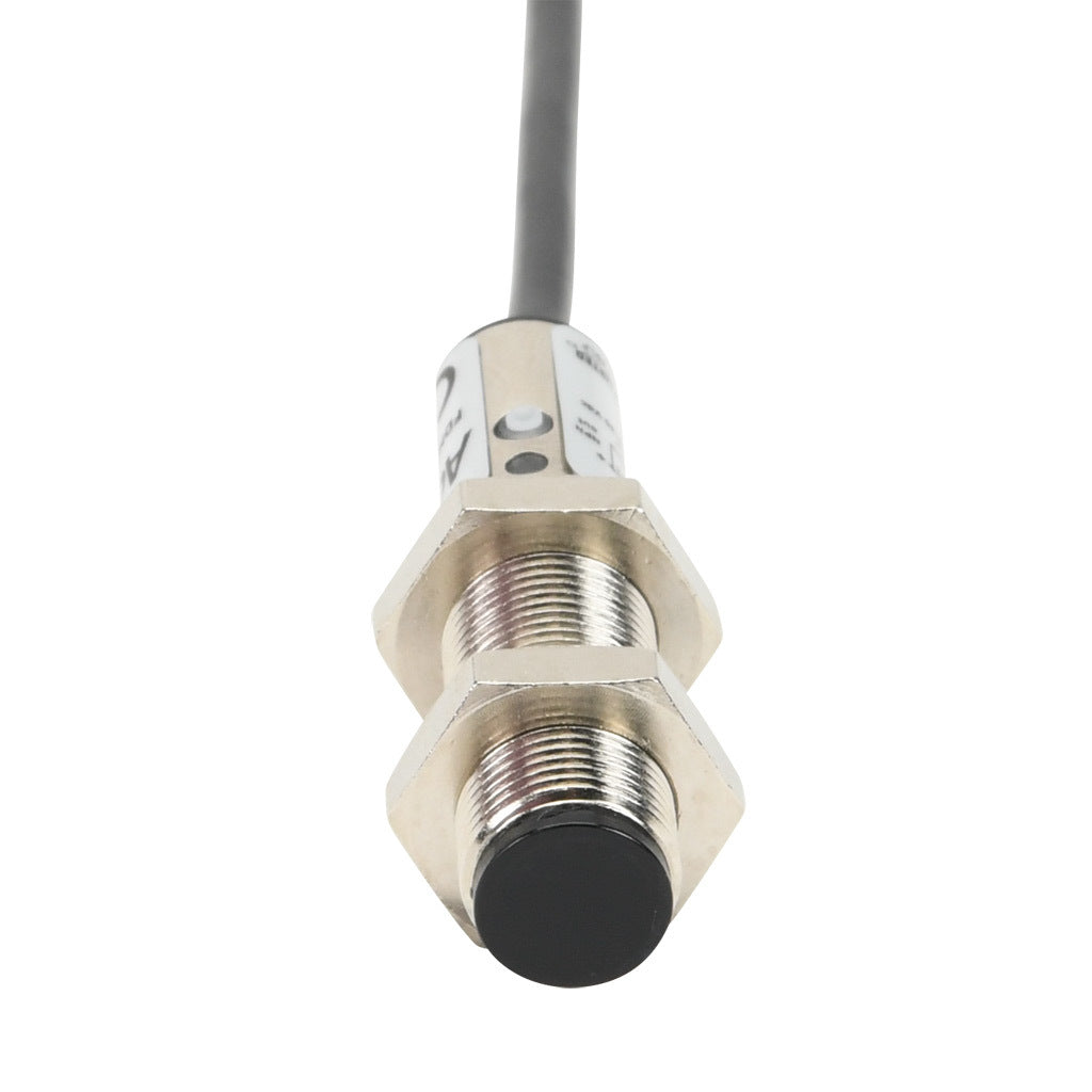 AchieVe photoelectric sensor, tubular, threaded, diffuse, infrared, 300mm sensing distance, selectable light-on/dark-on, NPN, 1 kHz switching frequency, teach-in button, metal housing, pigtail.-FDM7-0N-1A