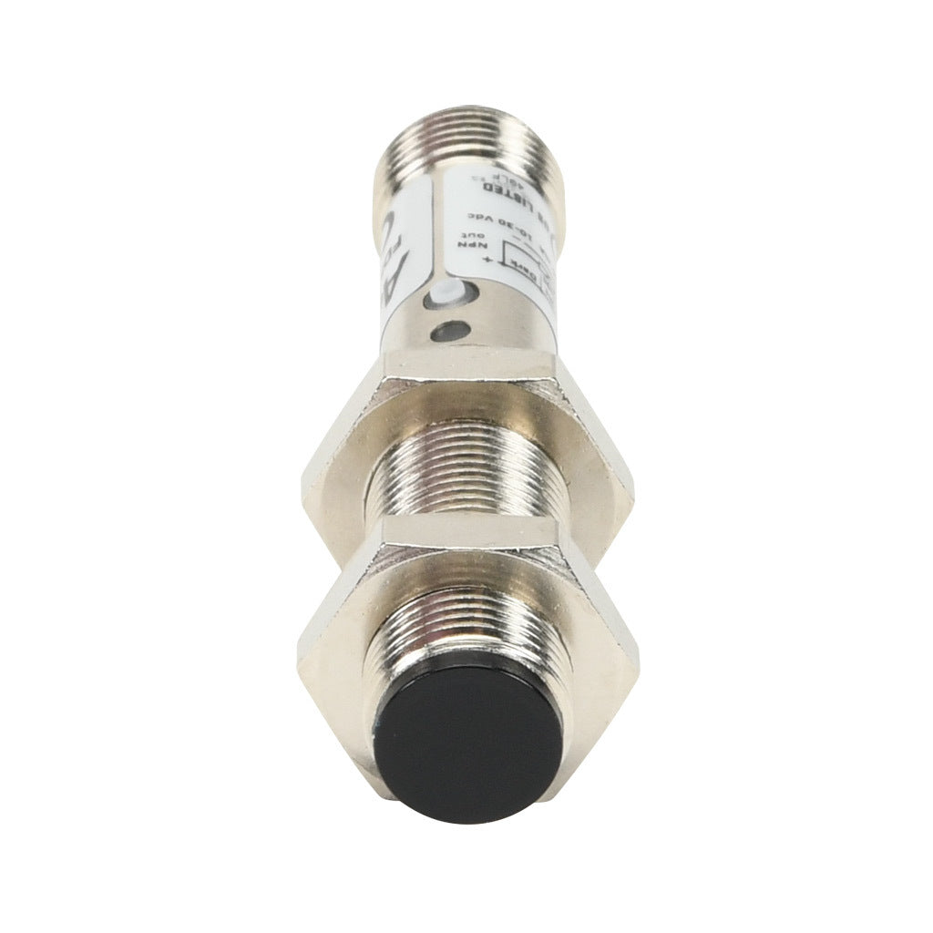 AchieVe photoelectric sensor, tubular, threaded, diffuse, infrared, 300mm sensing distance, selectable light-on/dark-on, NPN, 1 kHz switching frequency, teach-in button, metal housing, 4-pin M12 quick-disconnect.-FDM7-0N-1H