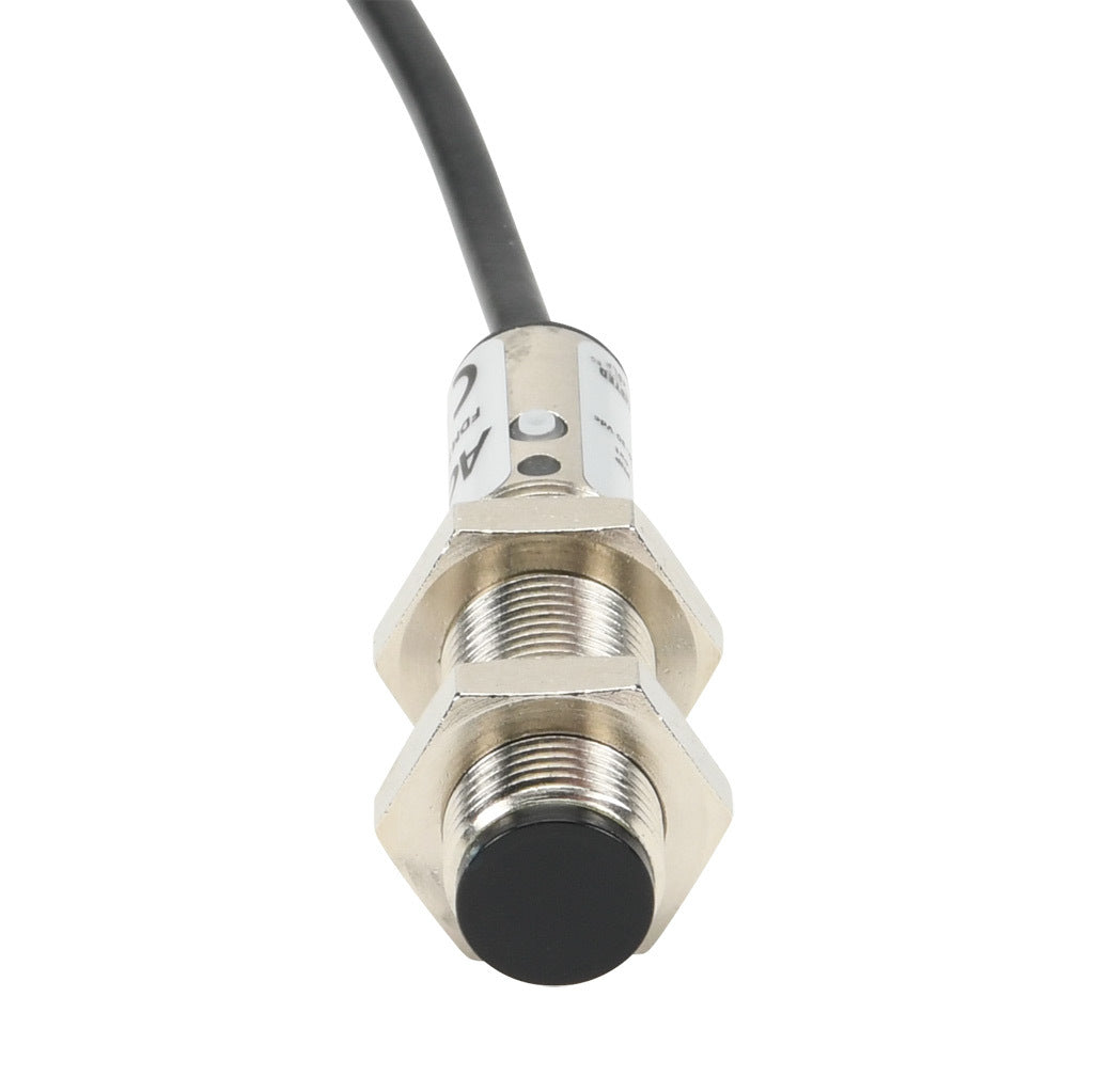 AchieVe photoelectric sensor, tubular, threaded, diffuse, infrared, 300mm sensing distance, selectable light-on/dark-on, PNP, 1 kHz switching frequency, teach-in button, metal housing, pigtail.-FDM7-0P-1A