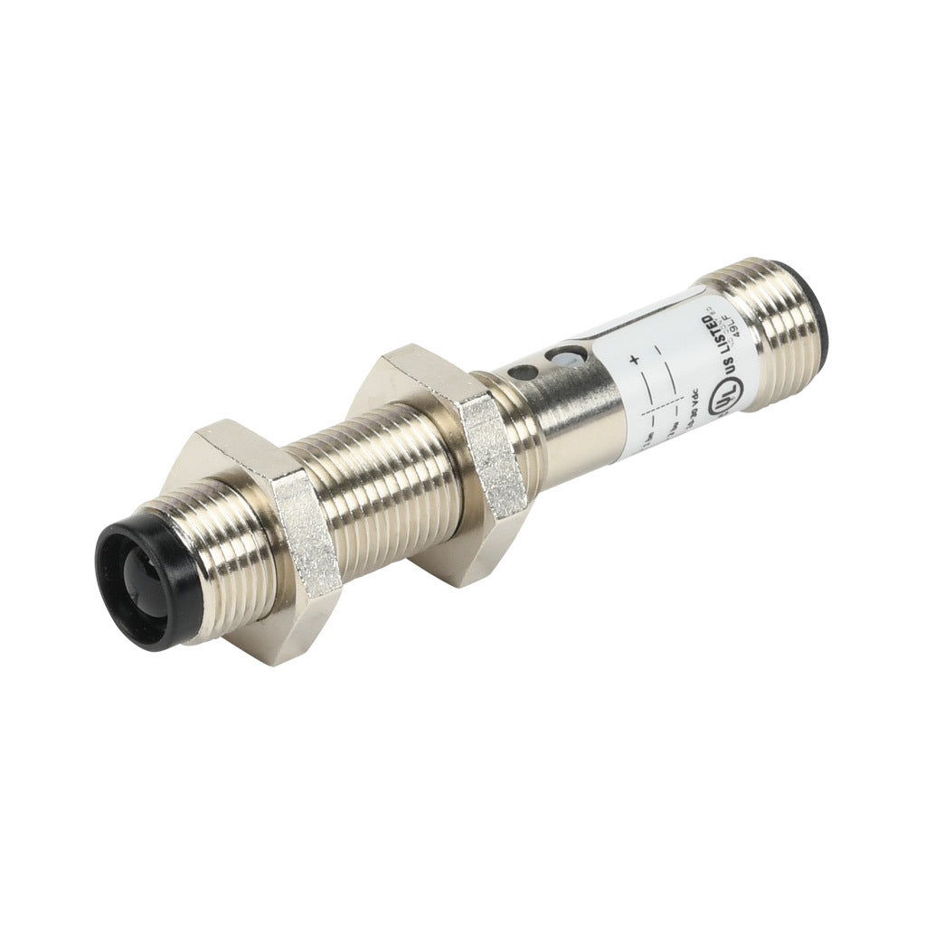AchieVe photoelectric sensor, tubular, threaded, metal housing, through-beam emitter, infrared, 4m sensing distance, 10-30 VDC operating voltage, 3-wire, 4-pin M12 quick-disconnect.-FDME-00-1H