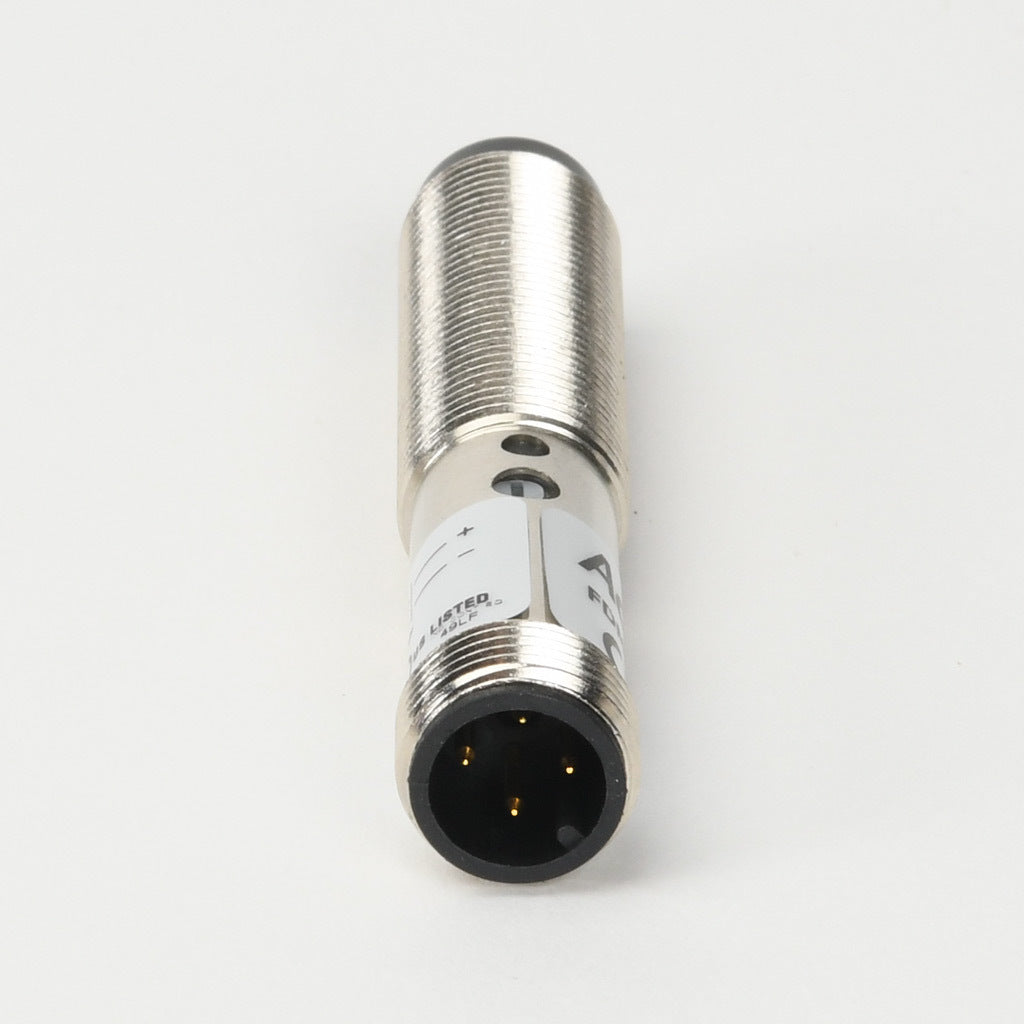 AchieVe photoelectric sensor, tubular, threaded, metal housing, through-beam emitter, infrared, 4m sensing distance, 10-30 VDC operating voltage, 3-wire, 4-pin M12 quick-disconnect.-FDME-00-1H