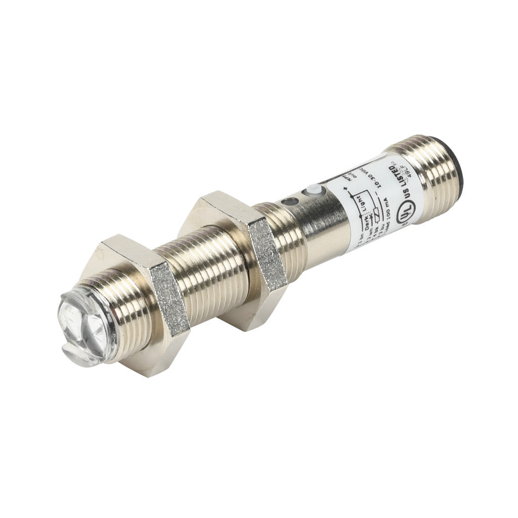 AchieVe photoelectric sensor, tubular, threaded, polarized retroreflective, visible red, 2m sensing distance, selectable light-on/dark-on, NPN, teach-in button, 4-wire, 4-pin M12 quick-disconnect.-FDMP-0N-1H