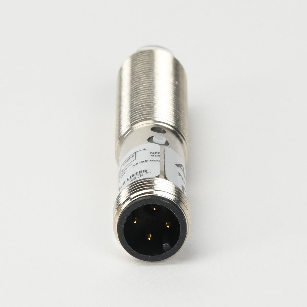 AchieVe photoelectric sensor, tubular, threaded, polarized retroreflective, visible red, 2m sensing distance, selectable light-on/dark-on, NPN, teach-in button, 4-wire, 4-pin M12 quick-disconnect.-FDMP-0N-1H