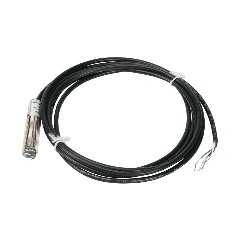 AchieVe photoelectric sensor, tubular, threaded, polarized retroreflective, visible red, 2m sensing distance, selectable light-on/dark-on, PNP, teach-in button, 4-wire, pigtail.-FDMP-0P-1A