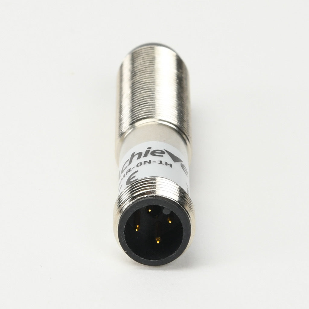 AchieVe photoelectric sensor, tubular, threaded, metal housing, through-beam receiver, 4m sensing distance, 10-30 VDC operating voltage, selectable light-on/dark-on, NPN, 4-wire, 4-pin M12 quick-disconnect.-FDMR-0N-1H