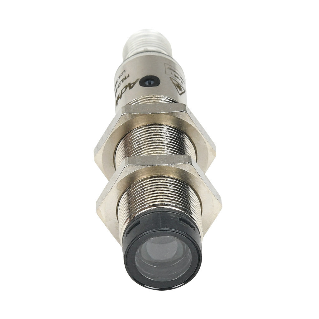 AchieVe photoelectric sensor, tubular, threaded, nickel-plated brass housing, through-beam receiver, 0.05-50m sensing distance, 10-30 VDC operating voltage, complementary light-on/dark-on, PNP, 4-wire, 4-pin M12 quick-disconnect.-FKLD-BP-1E