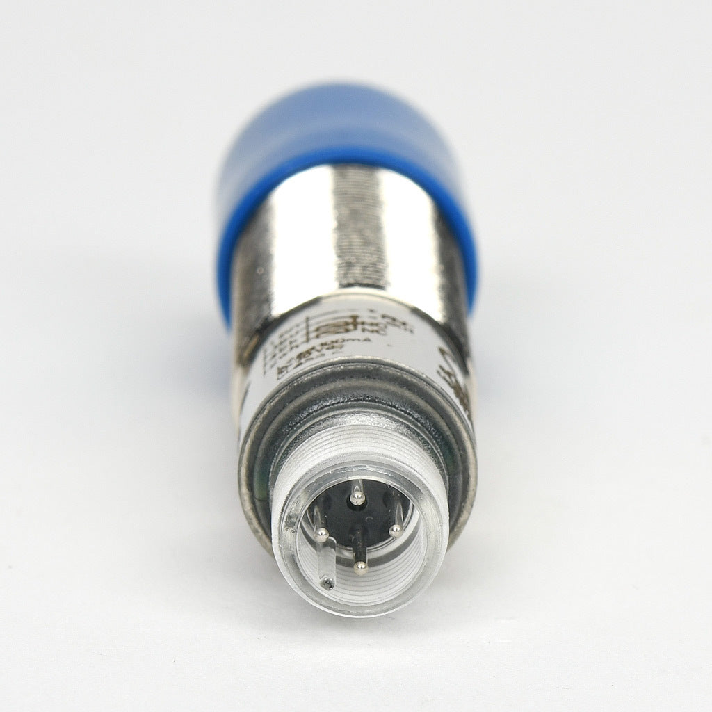 AchieVe photoelectric sensor, tubular, threaded, nickel-plated brass housing, through-beam receiver, 90-degree, 0.05-50m sensing distance, 10-30 VDC operating voltage, complementary light-on/dark-on, PNP, 4-wire, 4-pin M12 quick-disconnect.-FKLD-BP-3E