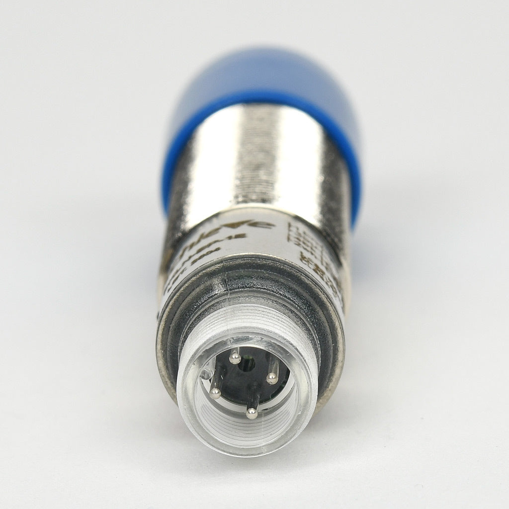 AchieVe photoelectric sensor, tubular, threaded, polarized retroreflective, Class 1 red laser, 0.05-30m sensing distance, complementary light-on/dark-on, PNP, teach-in button, 4-wire, 4-pin M12 quick-disconnect.-FKLN-BP-1E