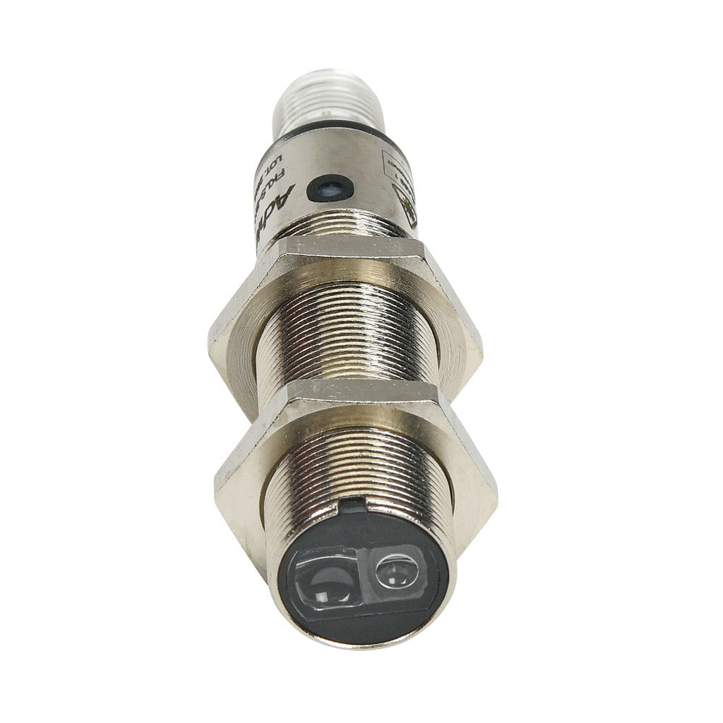 AchieVe photoelectric sensor, tubular, threaded, diffuse with background suppression, 30-100mm sensing distance, complementary light-on/dark-on, NPN, potentiometer, 1.5 kHz switching frequency, 4-pin M12 quick-disconnect.-FKLS-BN-1E