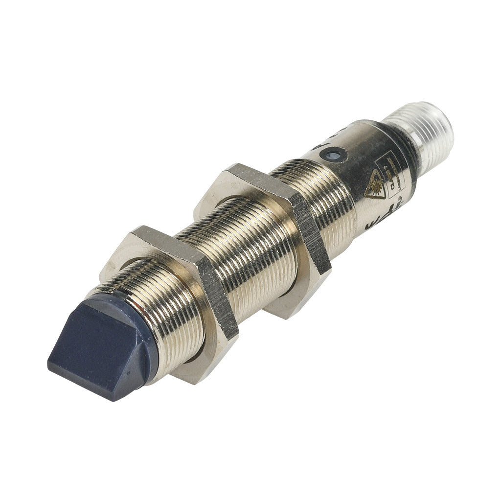 AchieVe photoelectric sensor, tubular, threaded, diffuse with background suppression, 90-degree, 30-80mm sensing distance, complementary light-on/dark-on, NPN, potentiometer, 1.5 kHz switching frequency, 4-pin M12 quick-disconnect.-FKLS-BN-3E