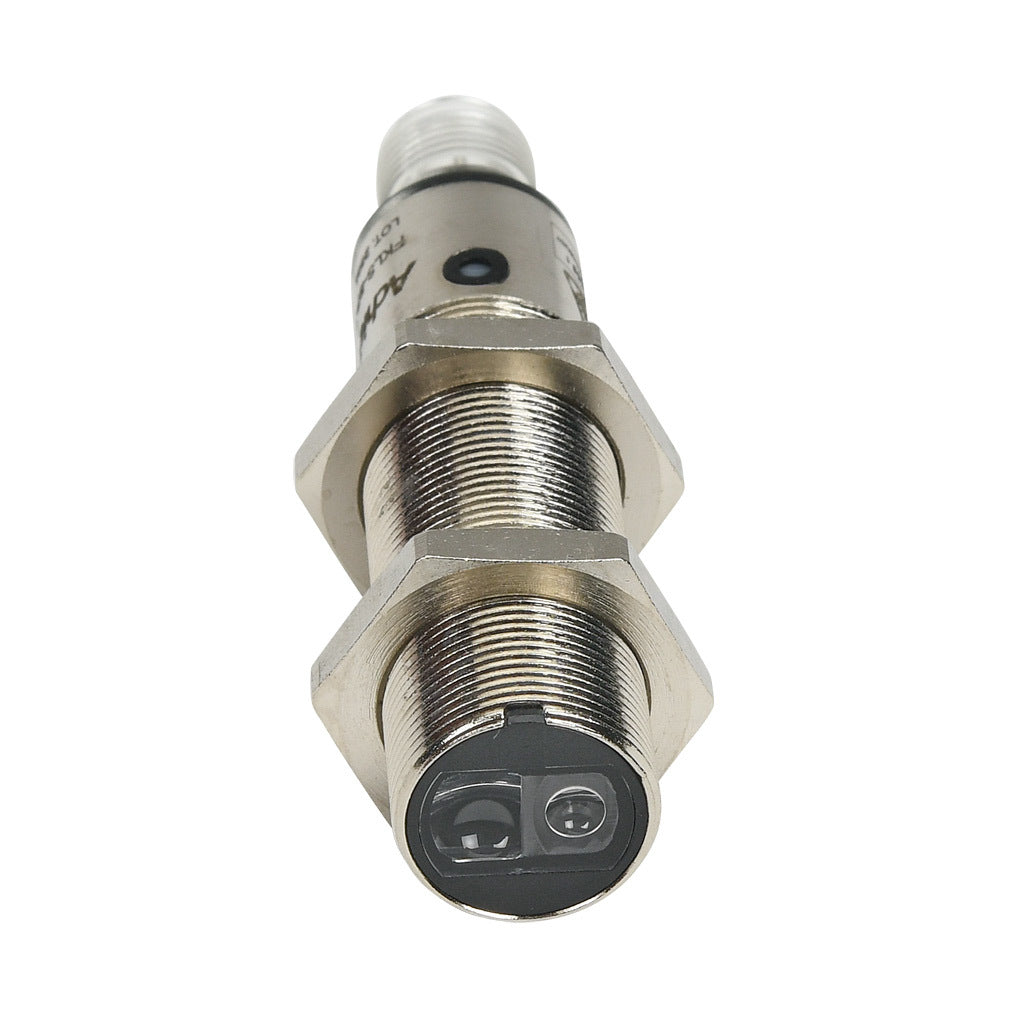 AchieVe photoelectric sensor, tubular, threaded, diffuse with background suppression, 30-100mm sensing distance, complementary light-on/dark-on, PNP, potentiometer, 1.5 kHz switching frequency, 4-pin M12 quick-disconnect.-FKLS-BP-1E