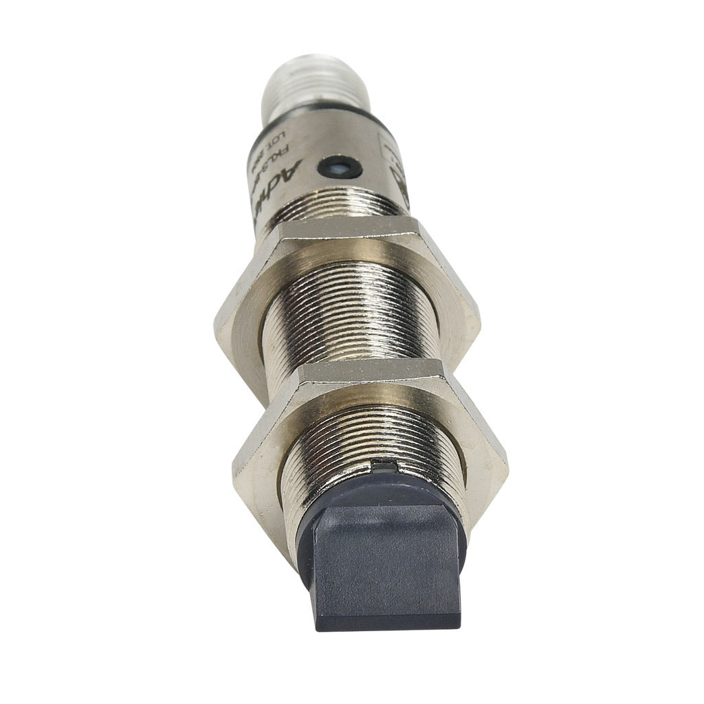AchieVe photoelectric sensor, tubular, threaded, diffuse with background suppression, 90-degree, 30-80mm sensing distance, complementary light-on/dark-on, PNP, potentiometer, 1.5 kHz switching frequency, 4-pin M12 quick-disconnect.-FKLS-BP-3E