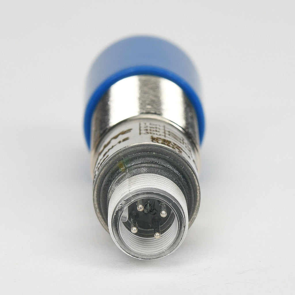 AchieVe photoelectric sensor, tubular, threaded, diffuse with background suppression, 30-150mm sensing distance, complementary light-on/dark-on, NPN, potentiometer, 1.5 kHz switching frequency, 4-pin M12 quick-disconnect.-FKLW-BN-1E