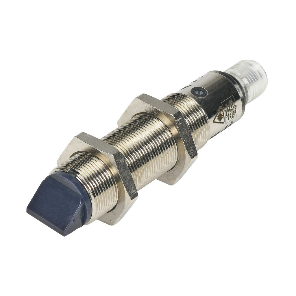 AchieVe photoelectric sensor, tubular, threaded, diffuse with background suppression, 90-degree, 30-130mm sensing distance, complementary light-on/dark-on, NPN, potentiometer, 1.5 kHz switching frequency, 4-pin M12 quick-disconnect.-FKLW-BN-3E